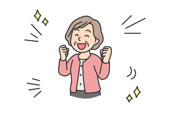 Senior Woman Cheering with Message Box