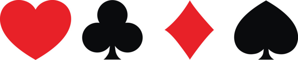 Classic Playing Card Suits – Heart, Club, Diamond, Spade Icons