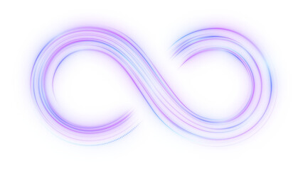 光の無限大マークと抽象的な紫のグラデーションライン