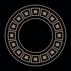 African, egyptian ethnic gold round ornament. Circular decorative element. Oval frame. Oriental round frame. Circular pattern. Typical egyptian, assyrian, greek motives. Template for laser cutting