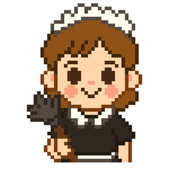 Fototapeta premium Flat Design Pixel Art House Keeper Illustration