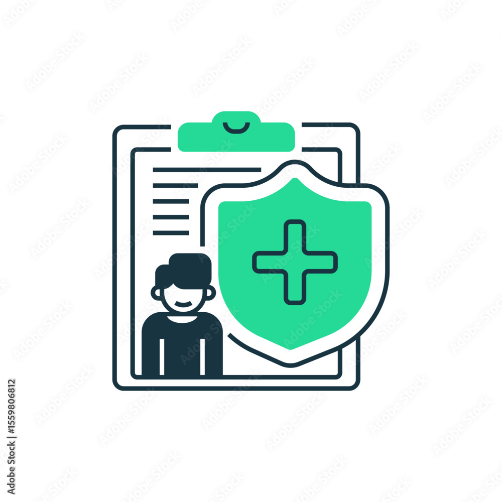 Poster medical records two tone color icon. linear style sign for mobile concept and web design. outline ve