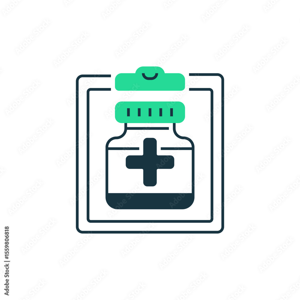 Poster prescription two tone color icon. linear style sign for mobile concept and web design. outline vecto