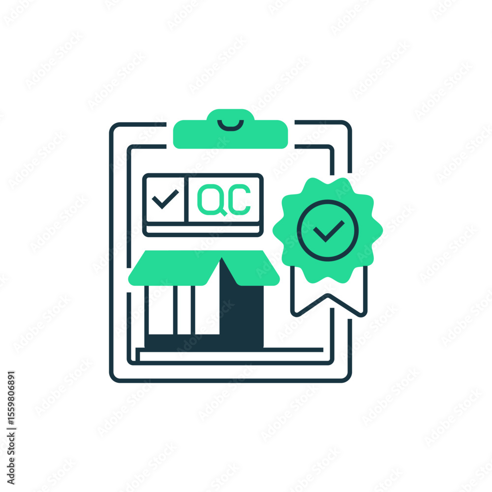 Poster quality control two tone color icon. linear style sign for mobile concept and web design. outline ve