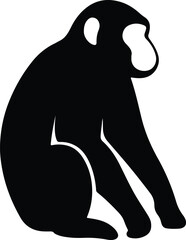 Silhouette monkey sitting primate ape animal vector illustration