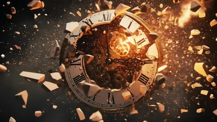 Exploding Clock with Time Destruction. - Powered by Adobe