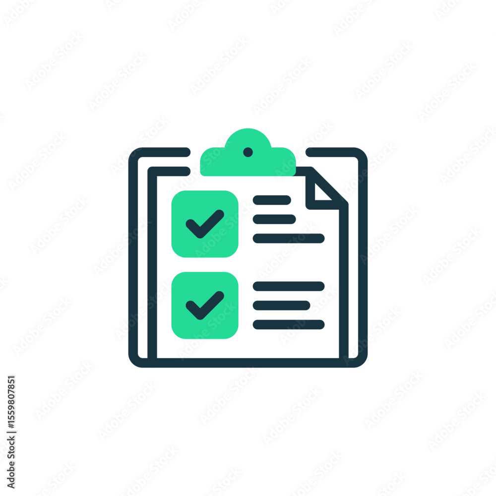 Poster clipboard with results two tone color icon. linear style sign for mobile concept and web design. out