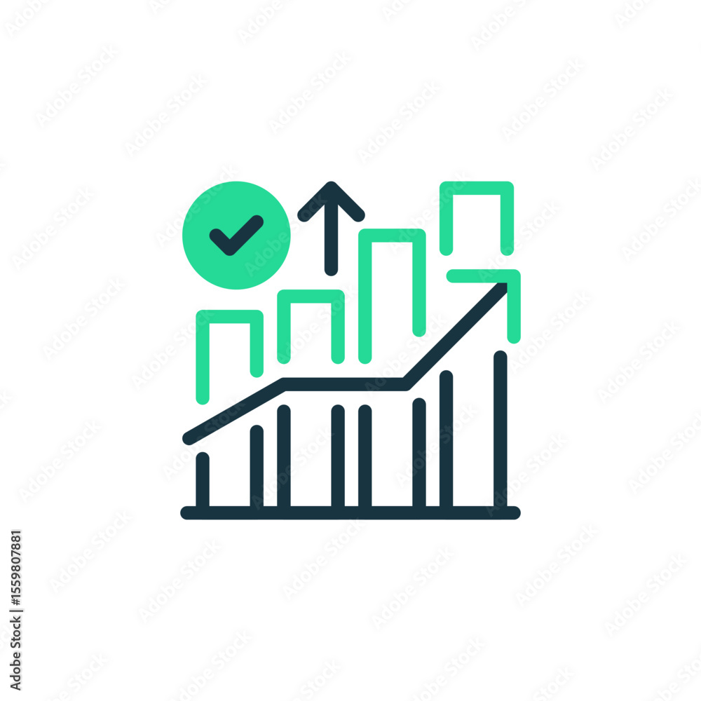 Poster statistical graph two tone color icon. linear style sign for mobile concept and web design. outline 