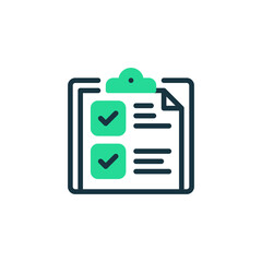 Clipboard with Results Two Tone Color Icon. linear style sign for mobile concept and web design. Outline vector icon.
