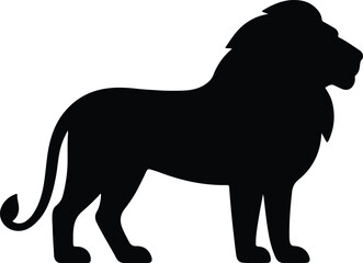 Silhouette of a majestic lion standing proud side view Vector illustration