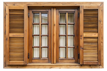 Rustic Wooden Window with Shutters Charming Architectural Detail