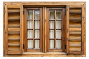 Rustic Wooden Window with Shutters Charming Architectural Detail