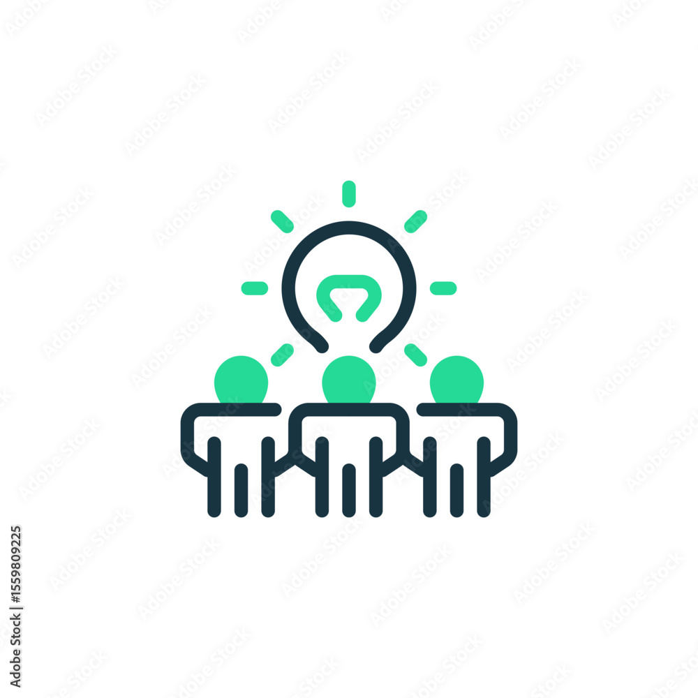 Poster brainstorming two tone color icon. linear style sign for mobile concept and web design. outline vect