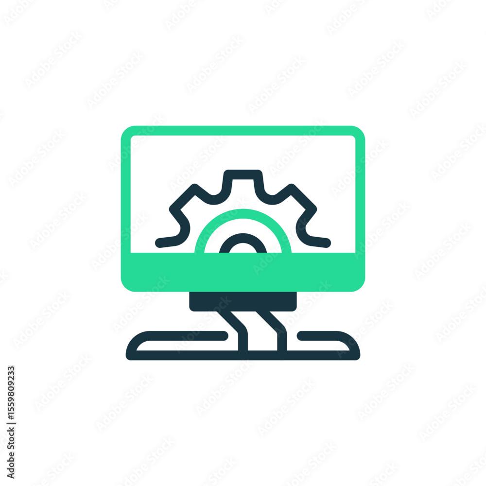Poster dekstop computer two tone color icon. linear style sign for mobile concept and web design. outline v