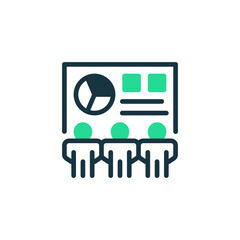 Team Meeting Two Tone Color Icon. linear style sign for mobile concept and web design. Outline vector icon.