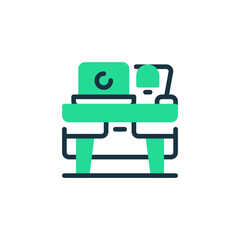 Office Desk Two Tone Color Icon. linear style sign for mobile concept and web design. Outline vector icon.