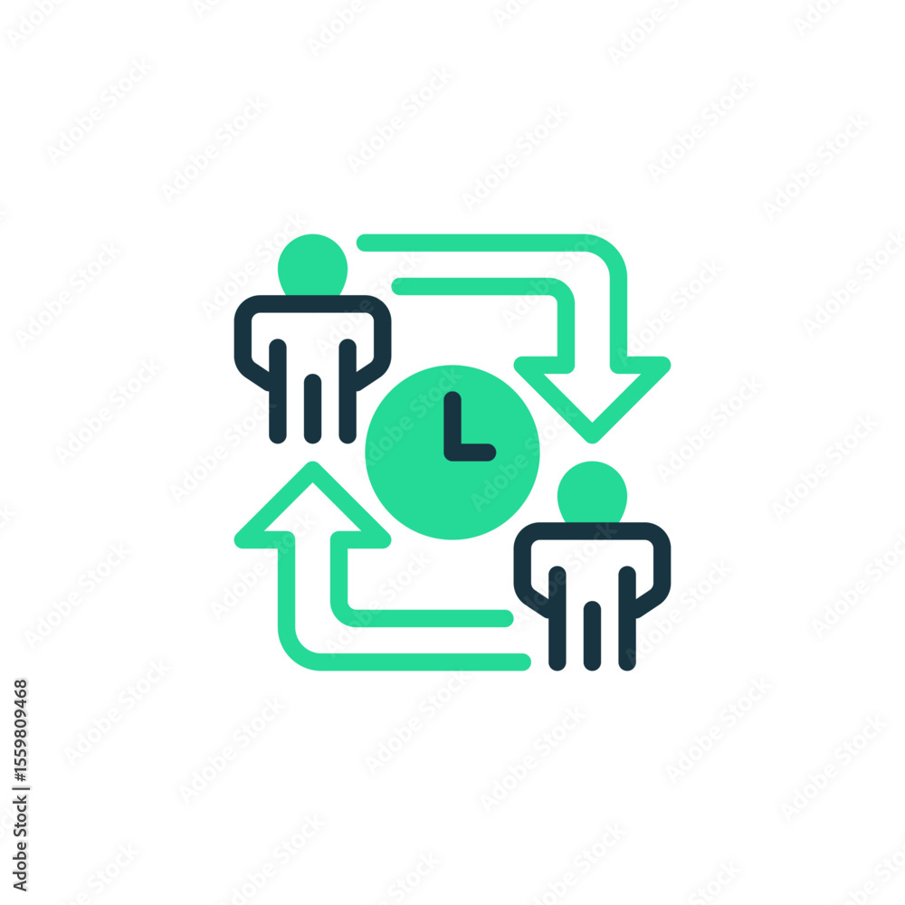 Poster work shift two tone color icon. linear style sign for mobile concept and web design. outline vector 