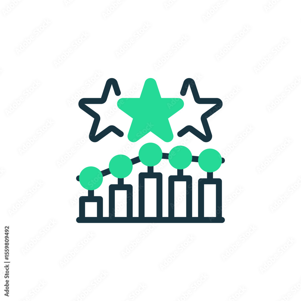 Poster performance review two tone color icon. linear style sign for mobile concept and web design. outline