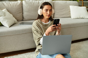 Enjoying a cozy afternoon at home while connecting with friends online