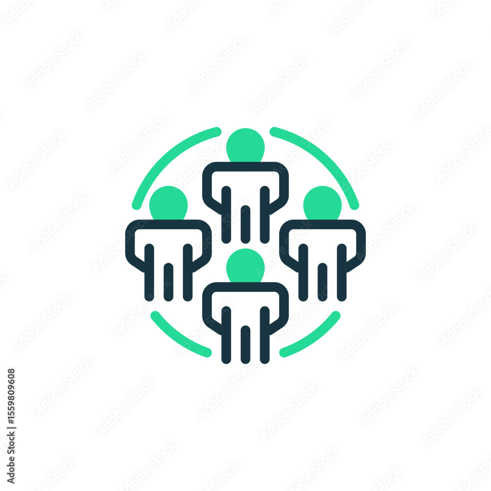 Poster dynamic team two tone color icon. linear style sign for mobile concept and web design. outline vecto