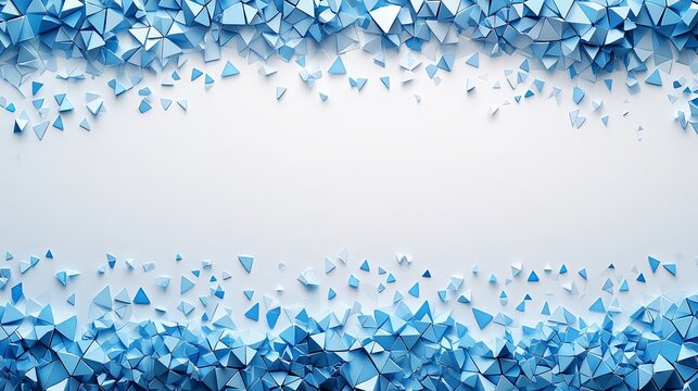 This abstract background with blue geometric fragments framing a white space is perfect for websites or blogs needing a modern, tech, or clean aesthetic, ideal for text or product display.

