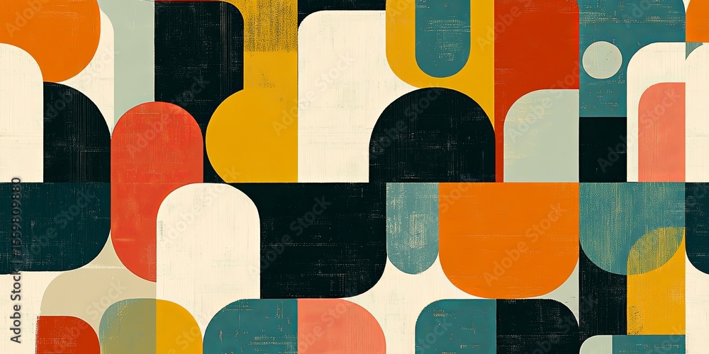 Poster bright abstract baohaus style pattern of rounded shapes for websites and blogs with modern and dynam
