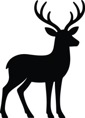 Silhouette of standing deer with antlers minimalist design Vector illustration