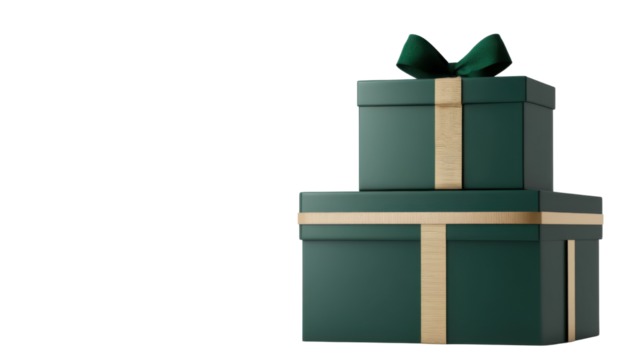 Elegant gift box with decorative ribbon isolated on white background