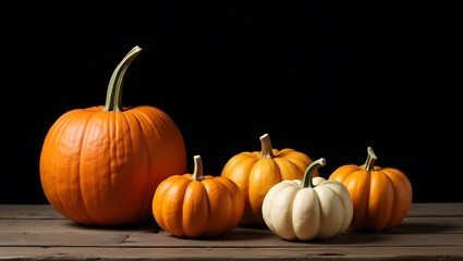 Minimalist Pumpkins on Black Background