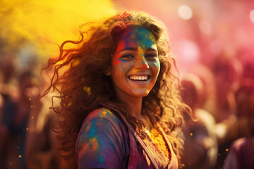 Obraz premium Holi festival gaun with color splashes 