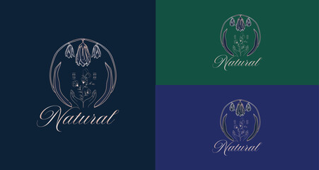 Wedding logos, botanical logo, floral frame for labels, hand drawn elegant, delicate and minimalist monogram collection. Botanical vector design