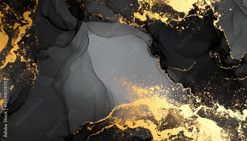 Poster elegant black and gold abstract background with minimalist gradient and subtle textural elements