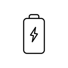 Black line icon of a battery representing energy and power management