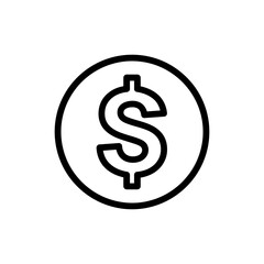 Obraz premium Black line icon of a dollar sign representing financial transactions