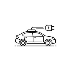 Obraz premium Black line icon of an electric vehicle representing EVs and sustainable transport