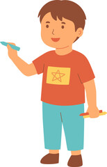 Child Standing and Drawing


