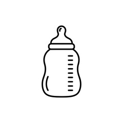 Black line icon of a baby bottle representing childcare and infant feeding
