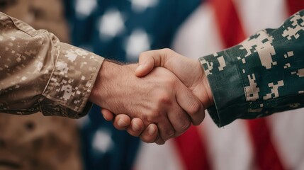 Veterans shaking hands with young people, intergenerational respect and honor
