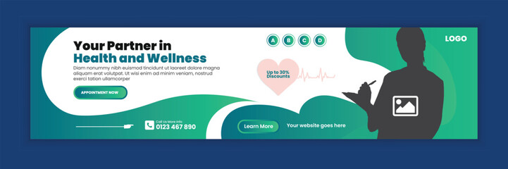 Healthcare and Medical LinkedIn Cover Design or doctors, Clinics, and Promotion Web Banner Template
