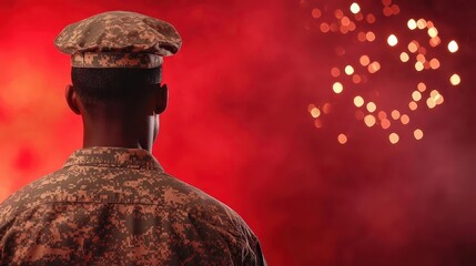 Fireworks in background as veterans gather in celebration, tribute to freedom
