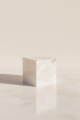 Smooth Marble Block Centered on White-to-Cream Gradient Background