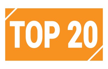 TOP 20 text written on orange stamp sign.