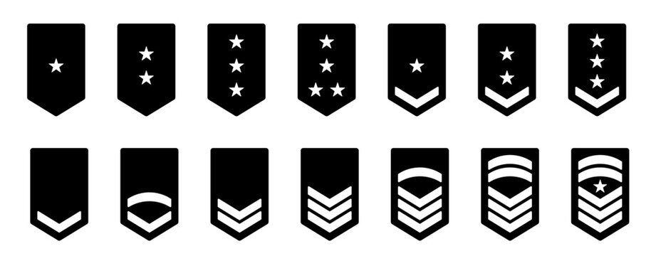 Mlitary badge icon Simple thin line logo set