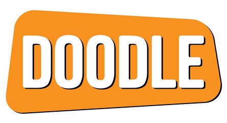 DOODLE text on orange trapeze stamp sign.