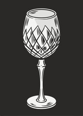 wine glass on black background