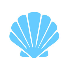 Blue scallop shell silhouette illustration for beach and marine-themed projects. Simple, clean, and versatile design for nautical decor, logos, or invitations.