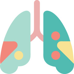 Lungs Icon Flat Pastel Vector for Respiratory Health UI
