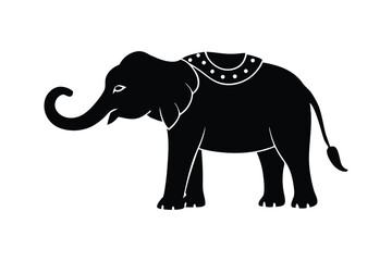 Silhouette art illustration of a ceremonial elephant.eps