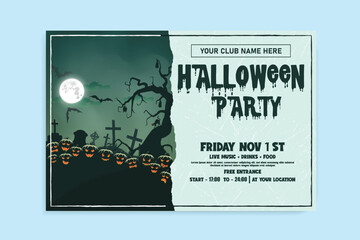 Halloween spooky party invitation card design