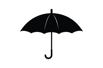 Silhouette art illustration of a classic curved-handle umbrella.eps